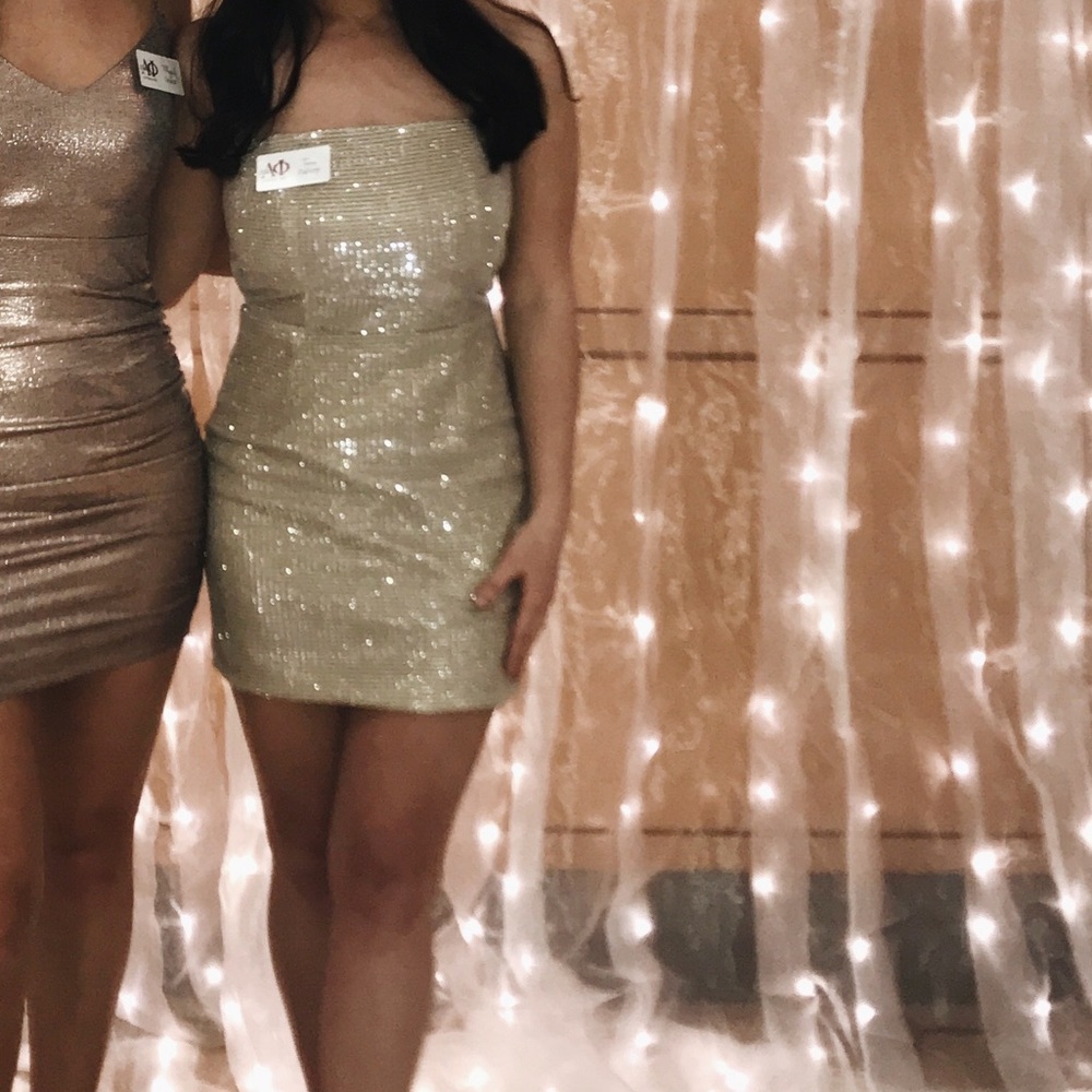 Gold sparkly mini dress